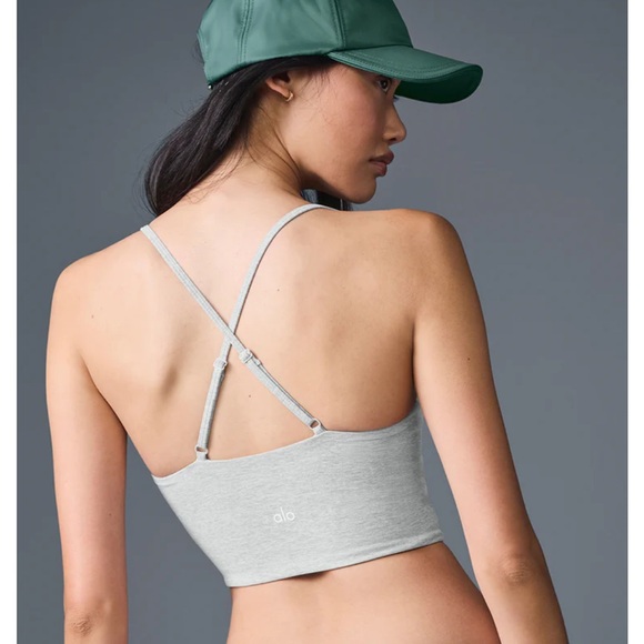 ALO YOGA | Alosoft Highlight Bra Size M Tank Athletic Color Heather Grey - Picture 10 of 12